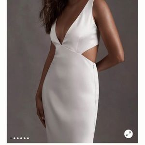 BHLDN WHITE SATIN MIDI DRESS SIZE 4 like new